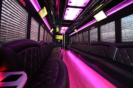Plush seating on party bus