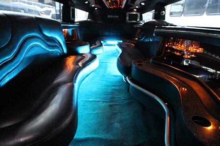 Plush seating on limo