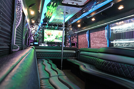 Colorful lights on party bus