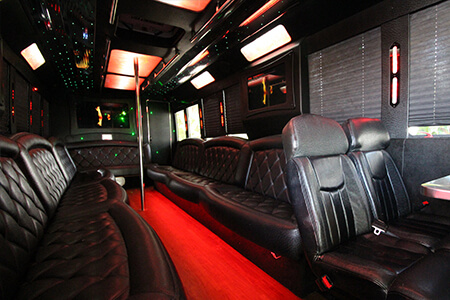 Laser lights on party bus