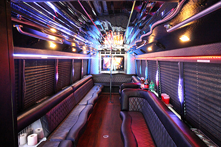 Colorful lighting on party bus